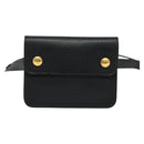 HERMES Pochette Green Waist bag Togo leather Black Gold Auth 134089-13