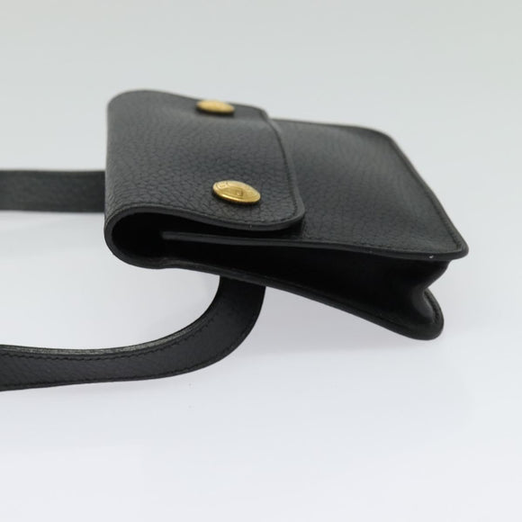 HERMES Pochette Green Waist bag Togo leather Black Gold Auth 134089