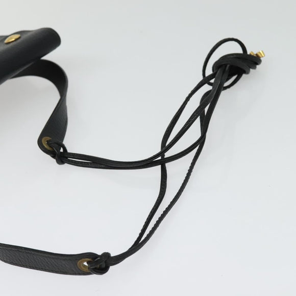 HERMES Pochette Green Waist bag Togo leather Black Gold Auth 134089