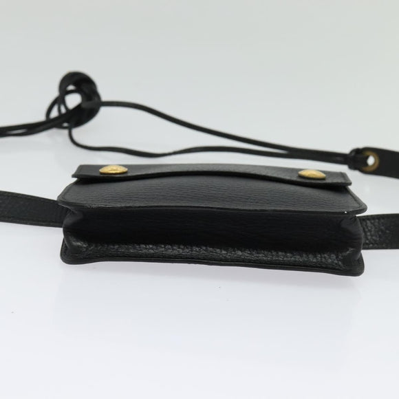 HERMES Pochette Green Waist bag Togo leather Black Gold Auth 134089