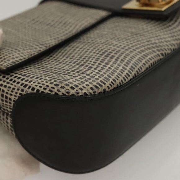 Salvatore Ferragamo Gancini Shoulder Bag Leather Black Brown Auth 134093