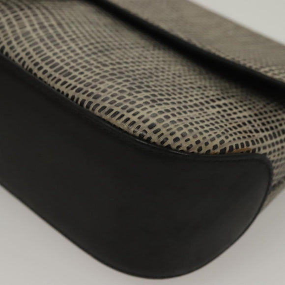 Salvatore Ferragamo Gancini Shoulder Bag Leather Black Brown Auth 134093