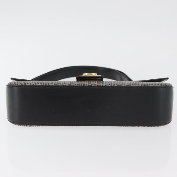 Salvatore Ferragamo Gancini Shoulder Bag Leather Black Brown Auth 134093A