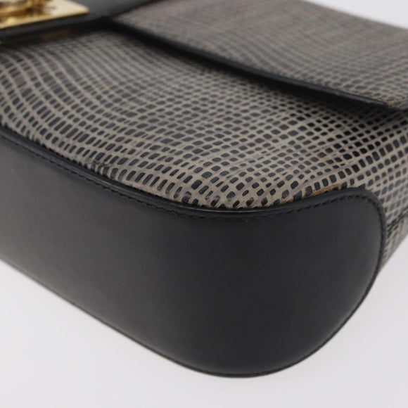 Salvatore Ferragamo Gancini Shoulder Bag Leather Black Brown Auth 134093A