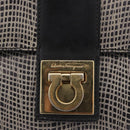 Salvatore Ferragamo Gancini Shoulder Bag Leather Black Brown Auth 134093A-16