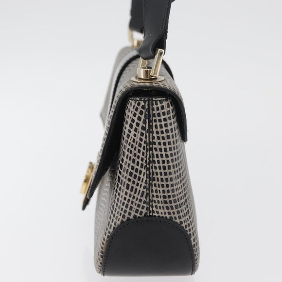 Salvatore Ferragamo Gancini Shoulder Bag Leather Black Brown Auth 134093A