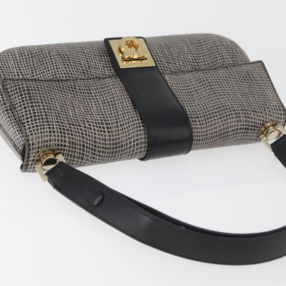 Salvatore Ferragamo Gancini Shoulder Bag Leather Black Brown Auth 134093A