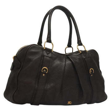 BURBERRY Shoulder Bag Leather Black Gold Auth 134105