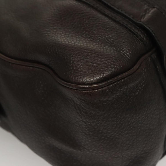 BURBERRY Shoulder Bag Leather Black Gold Auth 134105