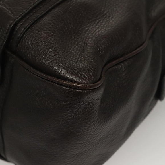 BURBERRY Shoulder Bag Leather Black Gold Auth 134105