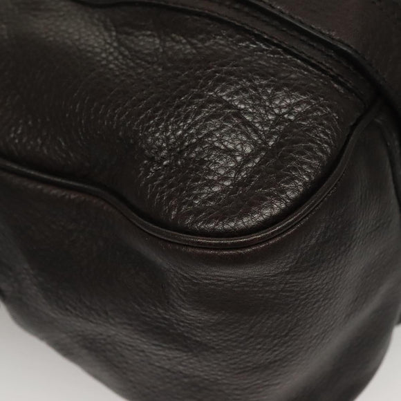 BURBERRY Shoulder Bag Leather Black Gold Auth 134105