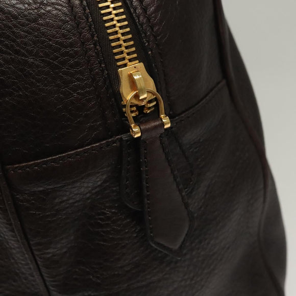 BURBERRY Shoulder Bag Leather Black Gold Auth 134105