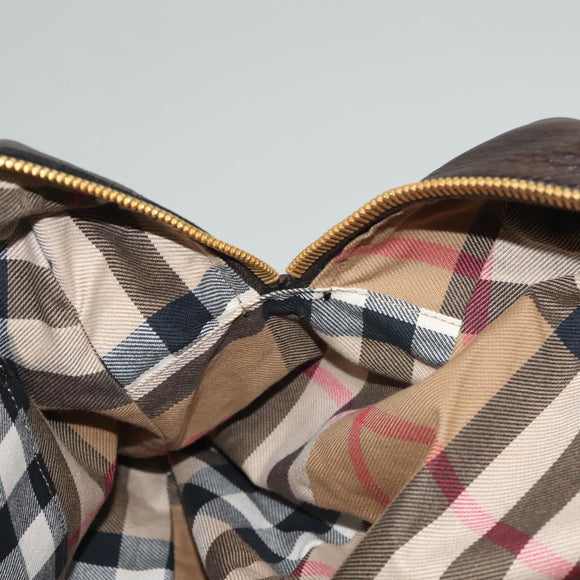 BURBERRY Shoulder Bag Leather Black Gold Auth 134105