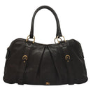 BURBERRY Shoulder Bag Leather Black Gold Auth 134105-13