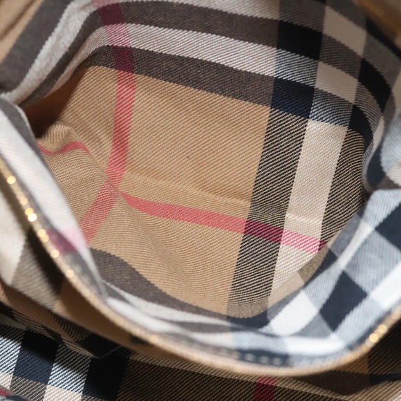 BURBERRY Shoulder Bag Leather Black Gold Auth 134105