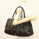 BURBERRY Shoulder Bag Leather Black Gold Auth 134105-22