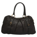 BURBERRY Shoulder Bag Leather Black Gold Auth 134105-2