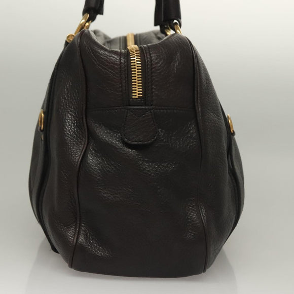 BURBERRY Shoulder Bag Leather Black Gold Auth 134105