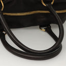 BURBERRY Shoulder Bag Leather Black Gold Auth 134105-7