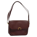 CARTIER Must Line Shoulder Bag Leather Bordeaux Gold Auth 134112-1