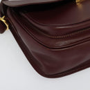 CARTIER Must Line Shoulder Bag Leather Bordeaux Gold Auth 134112-9