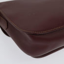 CARTIER Must Line Shoulder Bag Leather Bordeaux Gold Auth 134112-15