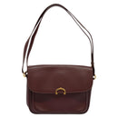CARTIER Must Line Shoulder Bag Leather Bordeaux Gold Auth 134112-13