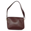 CARTIER Must Line Shoulder Bag Leather Bordeaux Gold Auth 134112-2