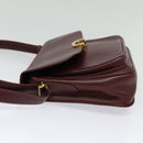 CARTIER Must Line Shoulder Bag Leather Bordeaux Gold Auth 134112-3