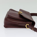 CARTIER Must Line Shoulder Bag Leather Bordeaux Gold Auth 134112-4