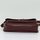 CARTIER Must Line Shoulder Bag Leather Bordeaux Gold Auth 134112-5
