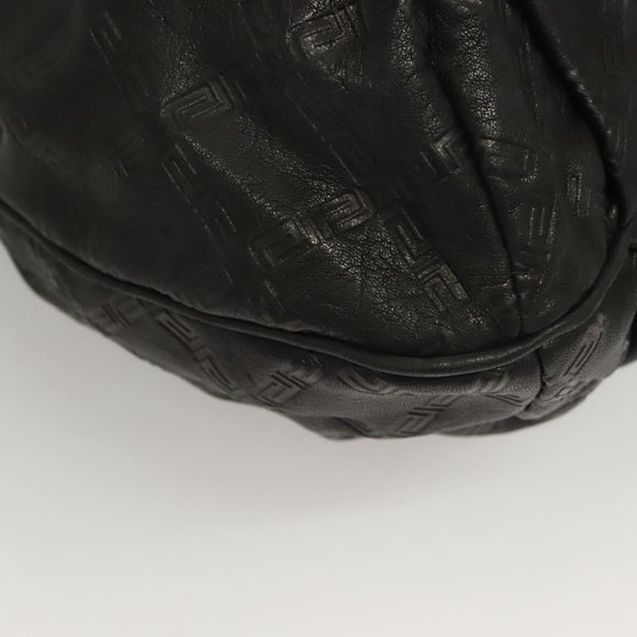 VERSACE Tote Bag Leather Black Gold Auth 134124