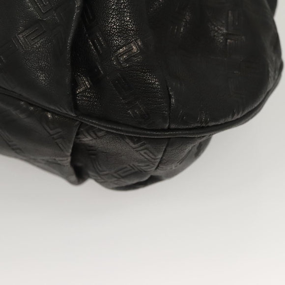 VERSACE Tote Bag Leather Black Gold Auth 134124