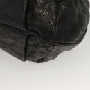 VERSACE Tote Bag Leather Black Gold Auth 134124-16