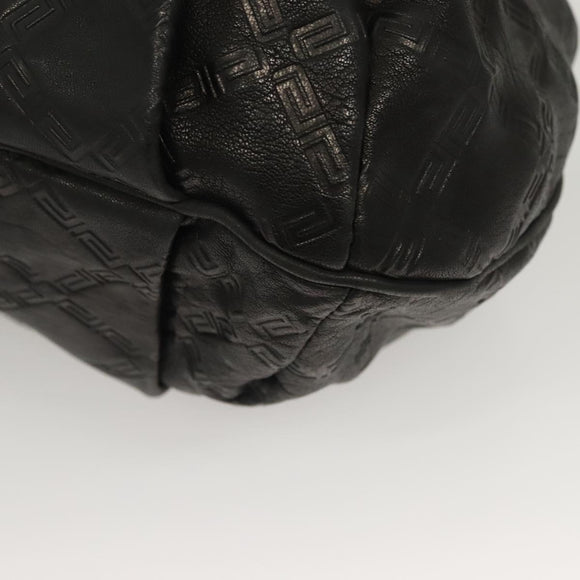 VERSACE Tote Bag Leather Black Gold Auth 134124