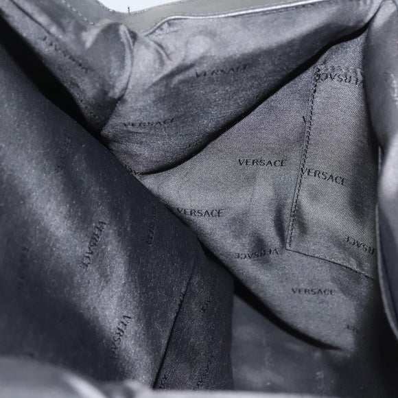 VERSACE Tote Bag Leather Black Gold Auth 134124