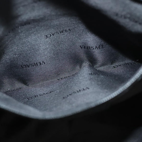 VERSACE Tote Bag Leather Black Gold Auth 134124