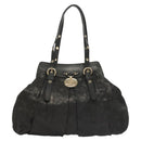 VERSACE Tote Bag Leather Black Gold Auth 134124-13