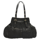 VERSACE Tote Bag Leather Black Gold Auth 134124-2