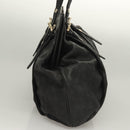 VERSACE Tote Bag Leather Black Gold Auth 134124-3