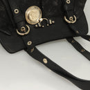 VERSACE Tote Bag Leather Black Gold Auth 134124-6