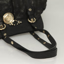 VERSACE Tote Bag Leather Black Gold Auth 134124-7