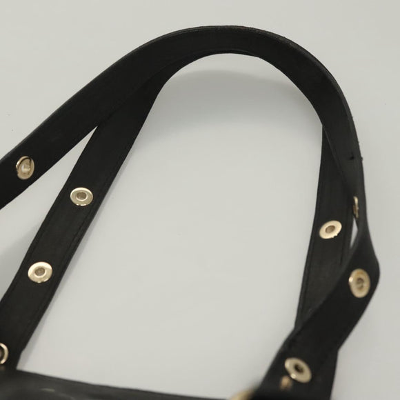 VERSACE Tote Bag Leather Black Gold Auth 134124