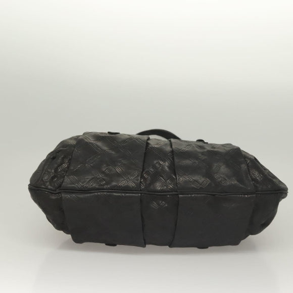 VERSACE Tote Bag Leather Black Gold Auth 134124