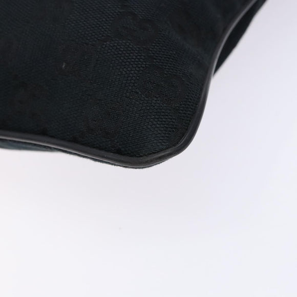 GUCCI GG Canvas Web Sherry Line Shoulder Bag Black Silver 146309 Auth 134126