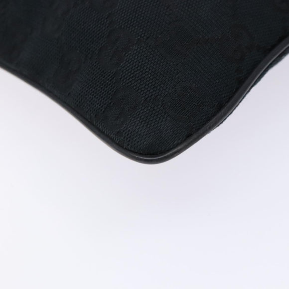 GUCCI GG Canvas Web Sherry Line Shoulder Bag Black Silver 146309 Auth 134126