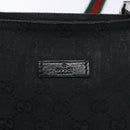 GUCCI GG Canvas Web Sherry Line Shoulder Bag Black Silver 146309 Auth 134126-17