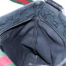 GUCCI GG Canvas Web Sherry Line Shoulder Bag Black Silver 146309 Auth 134126-19