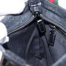 GUCCI GG Canvas Web Sherry Line Shoulder Bag Black Silver 146309 Auth 134126-20