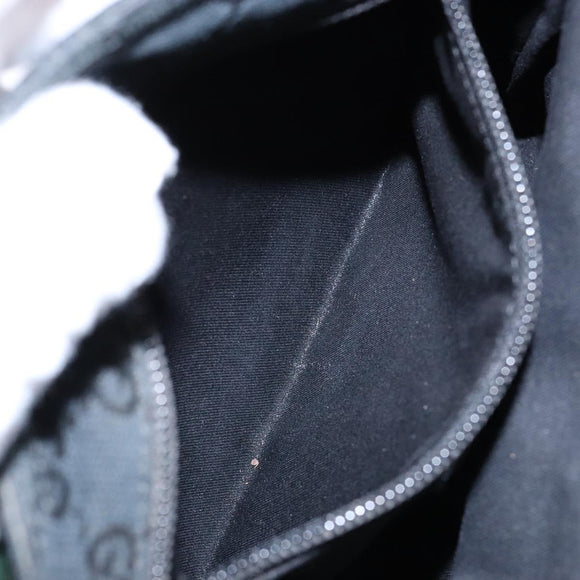 GUCCI GG Canvas Web Sherry Line Shoulder Bag Black Silver 146309 Auth 134126